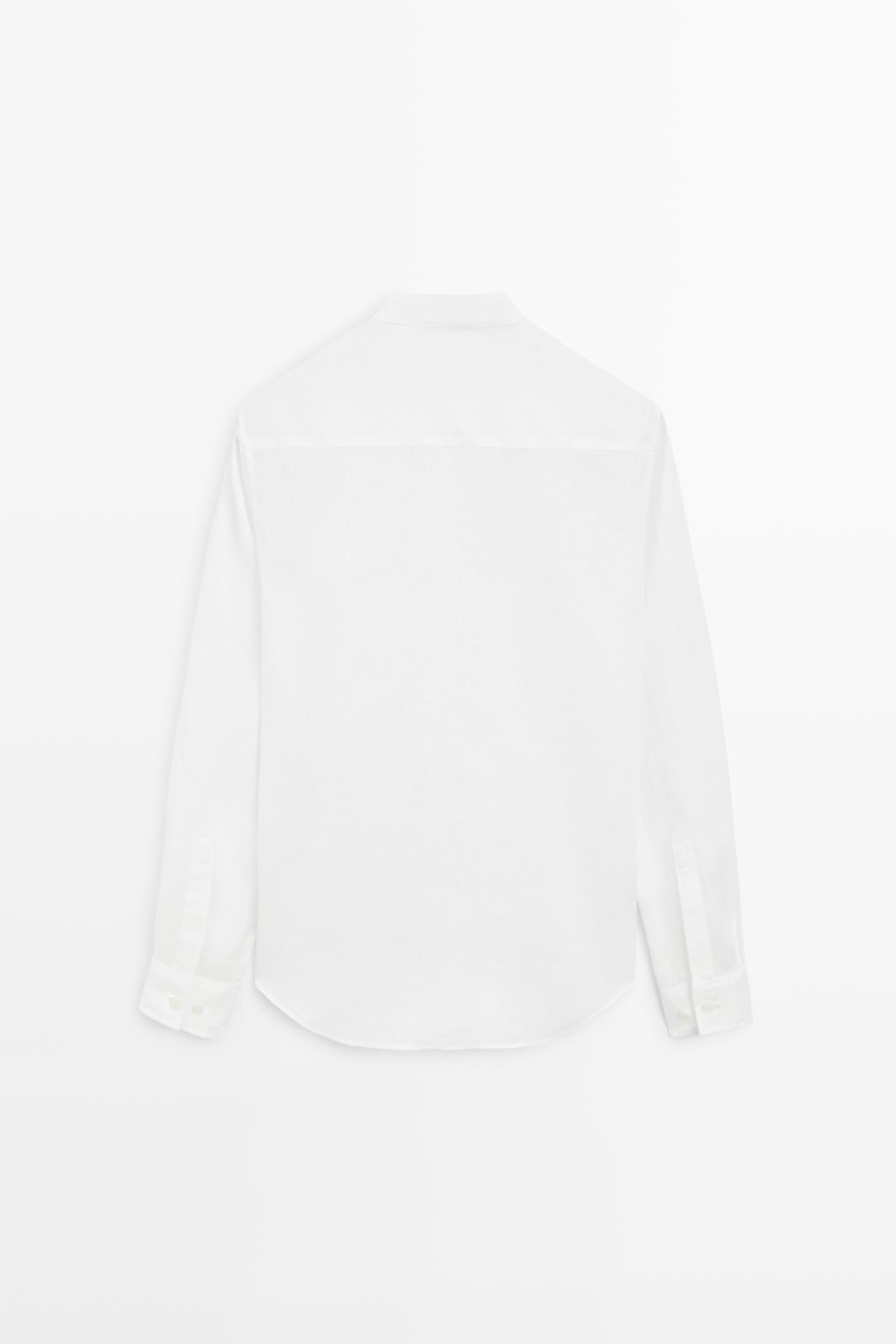 Chemise regular fit 100 % lin à col officier